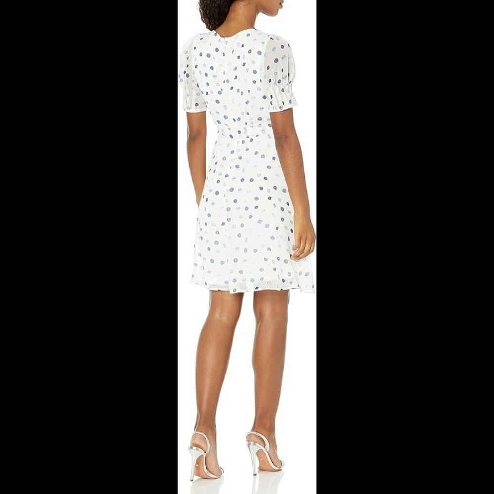 DKNY Women's White Polka Dot Fit and Flare Dress Size 14 - Picture 3 of 12